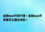 金融app开发代理（金融app开发是怎么做出来的）