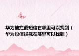 华为被拦截短信在哪里可以找到（华为短信拦截在哪里可以找到）