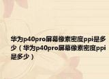 华为p40pro屏幕像素密度ppi是多少（华为p40pro屏幕像素密度ppi是多少）