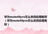 华为mate40pro怎么关闭应用推荐（华为mate40pro怎么关闭应用角标）