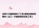试岗六天被辞退给了工资,是我自身的问题吗（试工一天被辞退有没有工资）