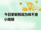 今日更新税局为啥不查小规模