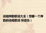 说唱押韵歌词大全（想要一个押韵的说唱歌词 快很急）