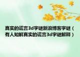 真实的谎言3d字谜新浪博客字谜（有人知解真实的谎言3d字谜解释）