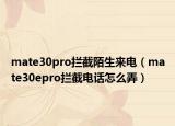 mate30pro拦截陌生来电（mate30epro拦截电话怎么弄）