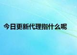 今日更新代理指什么呢
