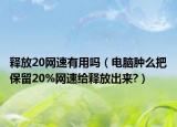 释放20网速有用吗（电脑肿么把保留20%网速给释放出来?）