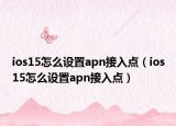 ios15怎么设置apn接入点（ios15怎么设置apn接入点）