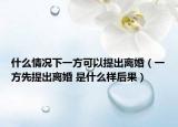 什么情况下一方可以提出离婚（一方先提出离婚 是什么样后果）