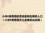 小米8青春版的系统更新在哪里入口（小米8青春版怎么查看后台应用）