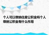 个人可以缴纳住房公积金吗个人缴纳公积金有什么作用