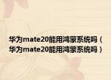 华为mate20能用鸿蒙系统吗（华为mate20能用鸿蒙系统吗）