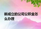 新成立的公司公积金怎么办理