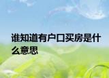 谁知道有户口买房是什么意思