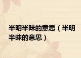 半明半昧的意思（半明半昧的意思）
