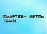 春游曲唐王涯其一（唐朝王涯的《春游曲》）