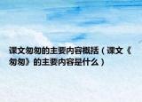 课文匆匆的主要内容概括（课文《匆匆》的主要内容是什么）