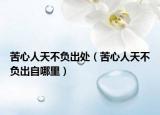 苦心人天不负出处（苦心人天不负出自哪里）