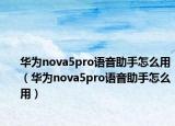 华为nova5pro语音助手怎么用（华为nova5pro语音助手怎么用）