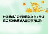 胜诉后对方公司没钱怎么办（胜诉后公司没钱找法人是否是可以的）