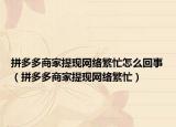 拼多多商家提现网络繁忙怎么回事（拼多多商家提现网络繁忙）