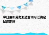 今日更新劳务派遣合同可以约定试用期吗