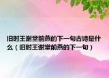 旧时王谢堂前燕的下一句古诗是什么（旧时王谢堂前燕的下一句）