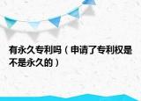 有永久专利吗（申请了专利权是不是永久的）