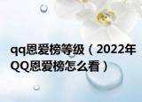 qq恩爱榜等级（2022年QQ恩爱榜怎么看）