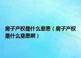 房子产权是什么意思（房子产权是什么意思啊）