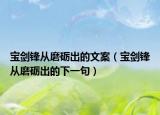 宝剑锋从磨砺出的文案（宝剑锋从磨砺出的下一句）