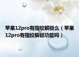 苹果12pro有指纹解锁么（苹果12pro有指纹解锁功能吗）
