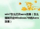 win7怎么打开aero效果（怎么强制开启Windows7中的Aero效果）