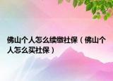 佛山个人怎么续缴社保（佛山个人怎么买社保）