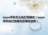 oppo手机怎么免打扰模式（oppo手机免打扰模式在哪里设置）
