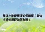 集体土地使用证如何确权（集体土地使用证如何办理）