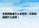 东躲西藏是什么意思啊（东躲西藏是什么意思）