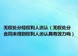 无权处分经权利人追认（无权处分合同未得到权利人追认具有效力吗）