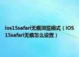 ios15safari无痕浏览模式（iOS15safari无痕怎么设置）