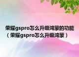 荣耀gspro怎么升级鸿蒙的功能（荣耀gspro怎么升级鸿蒙）