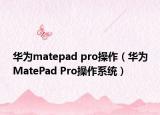华为matepad pro操作（华为MatePad Pro操作系统）
