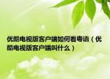 优酷电视版客户端如何看粤语（优酷电视版客户端叫什么）