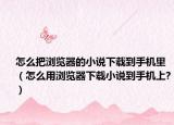怎么把浏览器的小说下载到手机里（怎么用浏览器下载小说到手机上?）