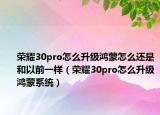 荣耀30pro怎么升级鸿蒙怎么还是和以前一样（荣耀30pro怎么升级鸿蒙系统）
