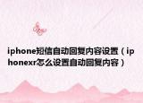 iphone短信自动回复内容设置（iphonexr怎么设置自动回复内容）