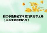 狙击手胜利的艺术游戏代码怎么输（狙击手胜利的艺术）