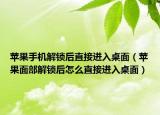 苹果手机解锁后直接进入桌面（苹果面部解锁后怎么直接进入桌面）