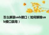 怎么解禁usb接口（如何解除usb接口禁用）