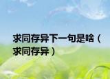 求同存异下一句是啥（求同存异）