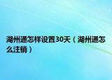 湖州通怎样设置30天（湖州通怎么注销）